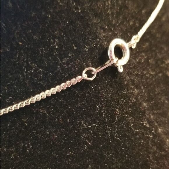 Silvertone black enamel necklace - Picture 3 of 5